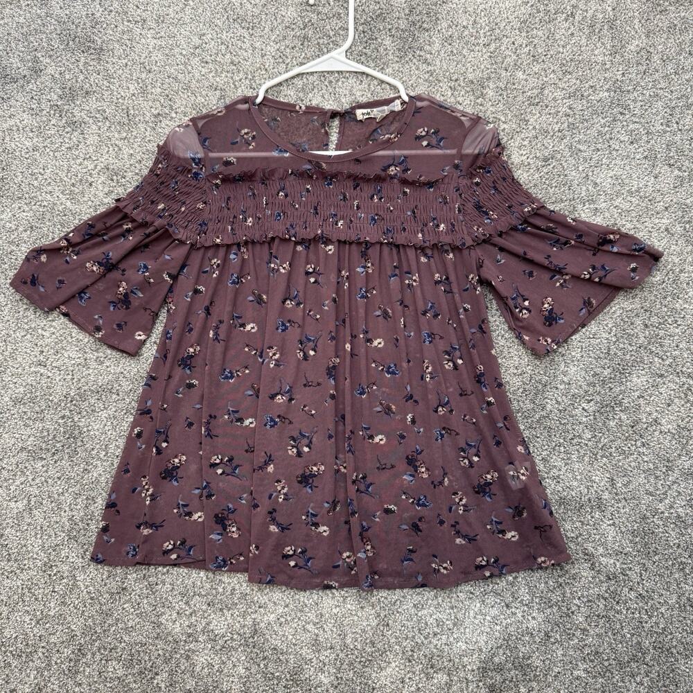 Babydoll Sheer Blouse M Mauve Romantic Soft Girl Boho Prairie Feminine Flowy